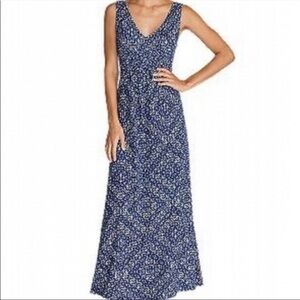 Eddie Bauer Laurel Canyon Sleeveless Blue & White Maxi Dress, size XS